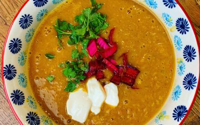Curried Red lentil, Apple and Sweet Potato Soup